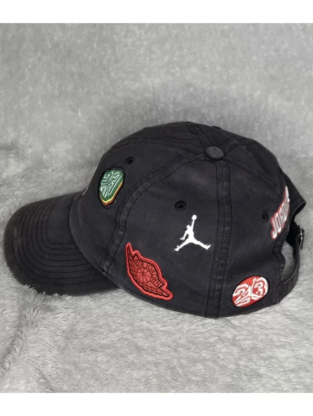 Nike Jordan Heritage 86 H86 Sticker Cap Black Strapback Hat Flight 23 Patches